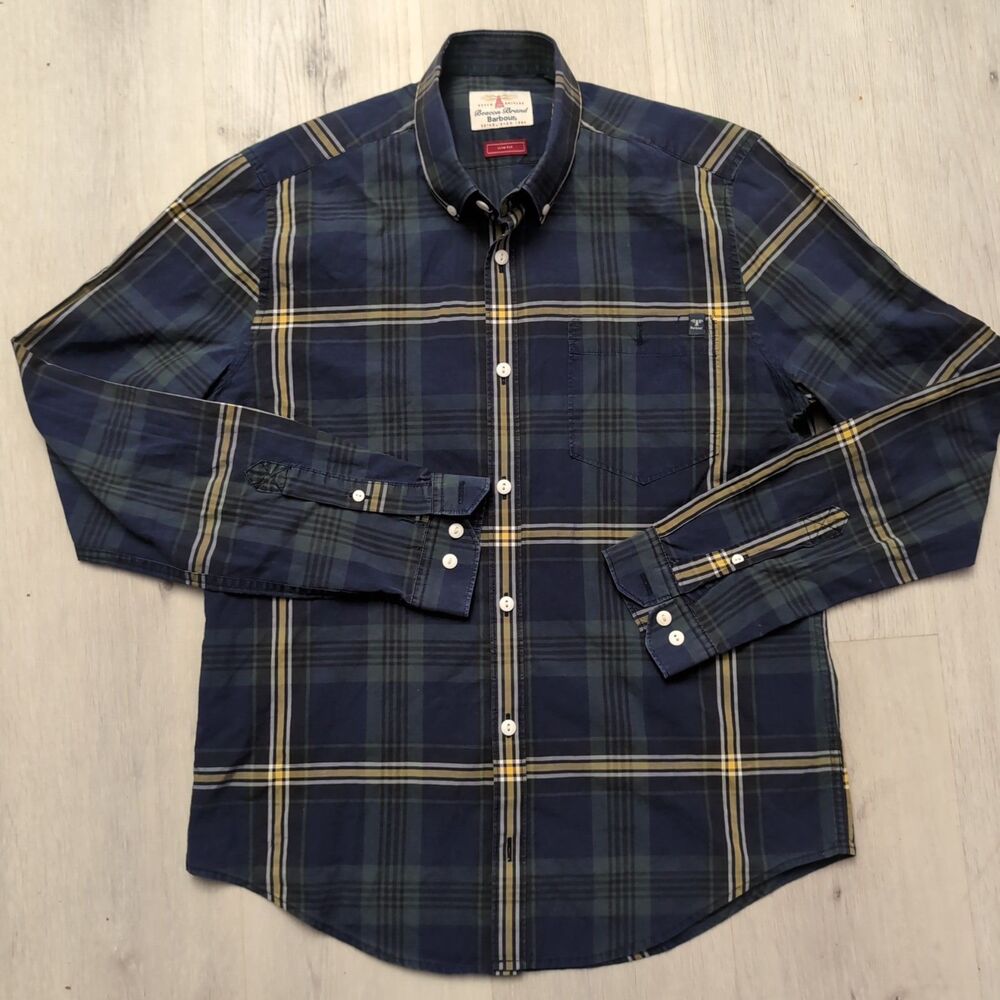 Barbour Heritage Fardale Shirt Mens Size UK Small Multi Color Long Sleeve Slim